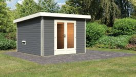 Karibu 35888 Mainburg 1 buitensauna - terragrijs Foto van Karibu 35888 Mainburg 1 buitensauna - terragrijs