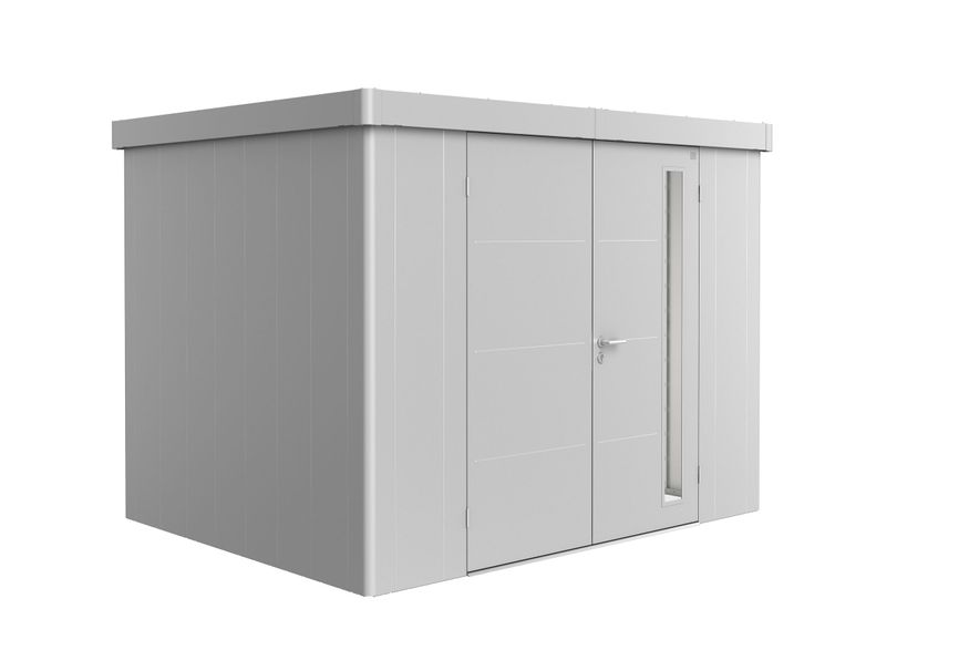 Biohort Neo 2C metalen tuinhuis zilver-metallic dubbele deur Foto van Biohort Neo 2C metalen tuinhuis zilver-metallic dubbele deur