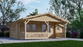 Interflex Blockhütte mit Terrasse 5x4+2 Z Foto von Interflex Blockhütte mit Terrasse 5x4+2 Z