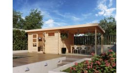 Foto van Karibu 79315 Bastrup 8 blokhut met overkapping