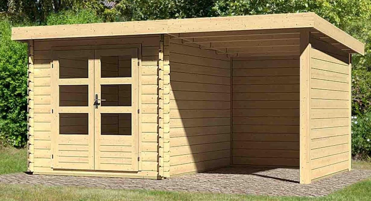 Karibu 77937 Bastrup 4 blokhut met overkapping