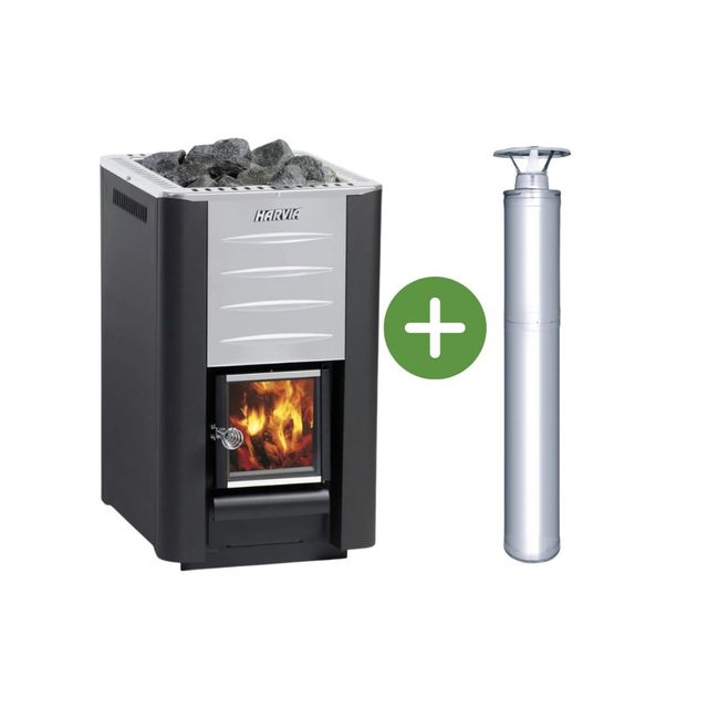 Harvia houtkachel M3 incl afvoer - schuindak