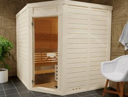 Azalp Massieve hoeksauna Genio Foto van Azalp Massieve hoeksauna Genio