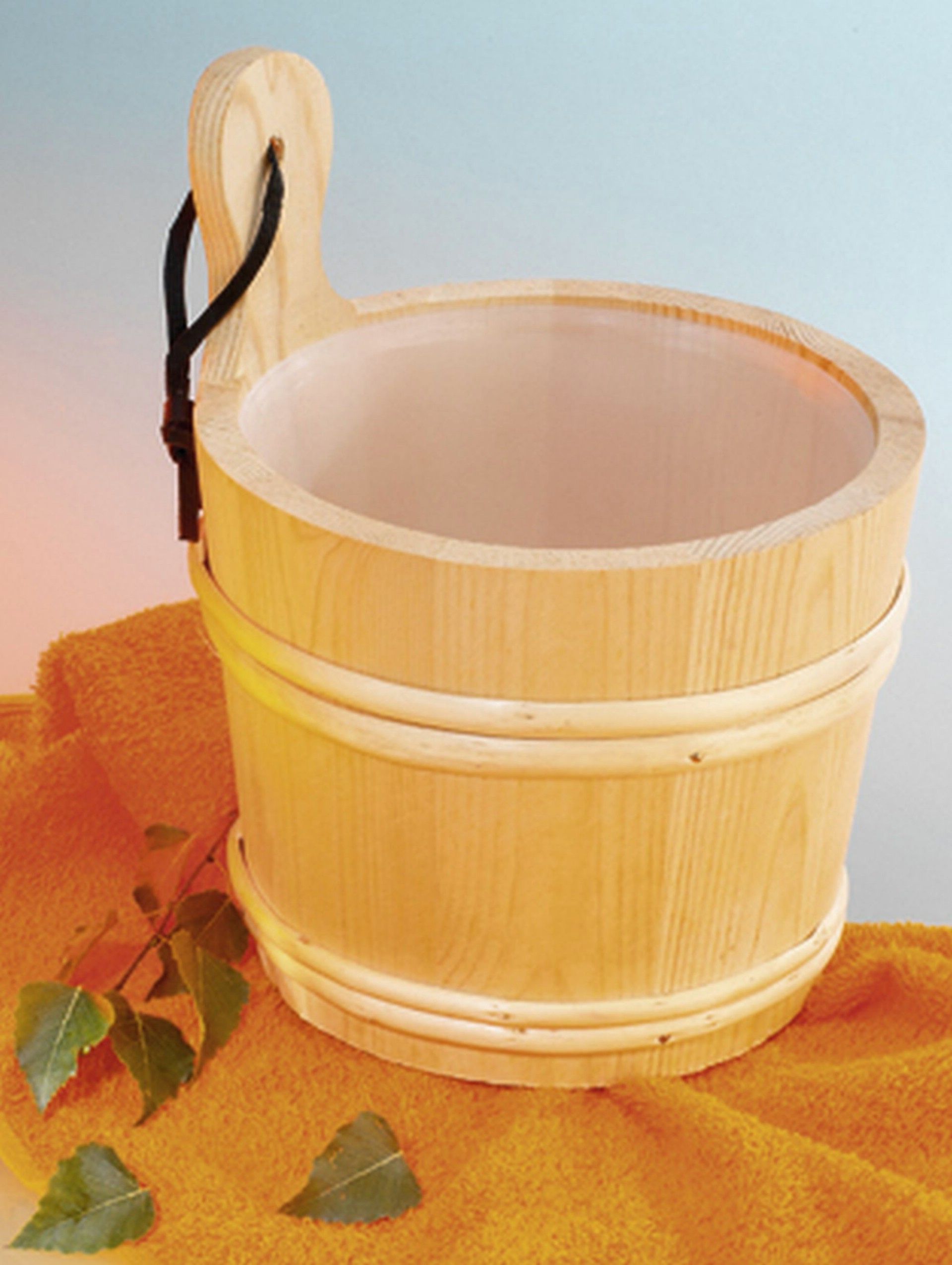 Foto van Hot Orange vurenhouten sauna emmer - 2 liter