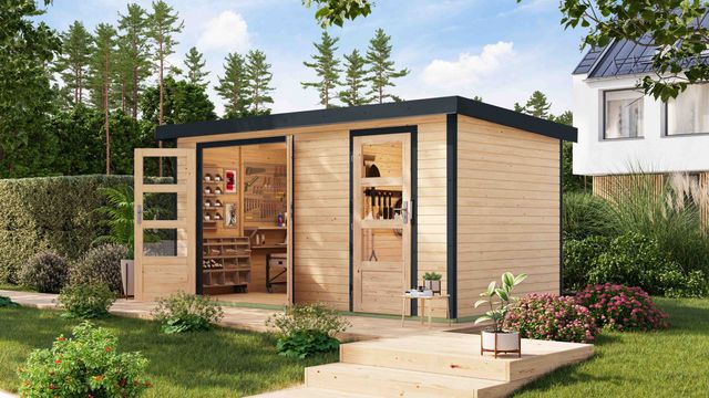 Karibu 12491 Merkur tuinhuis - vuren|antraciet