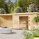 Karibu Kandern 7 Gartenhaus mit Anbaudach 320 cm - Rückwand (9248)