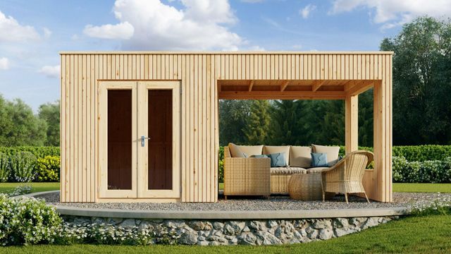 Foto van SmartShed tuinhuis met overkapping Werner 6035