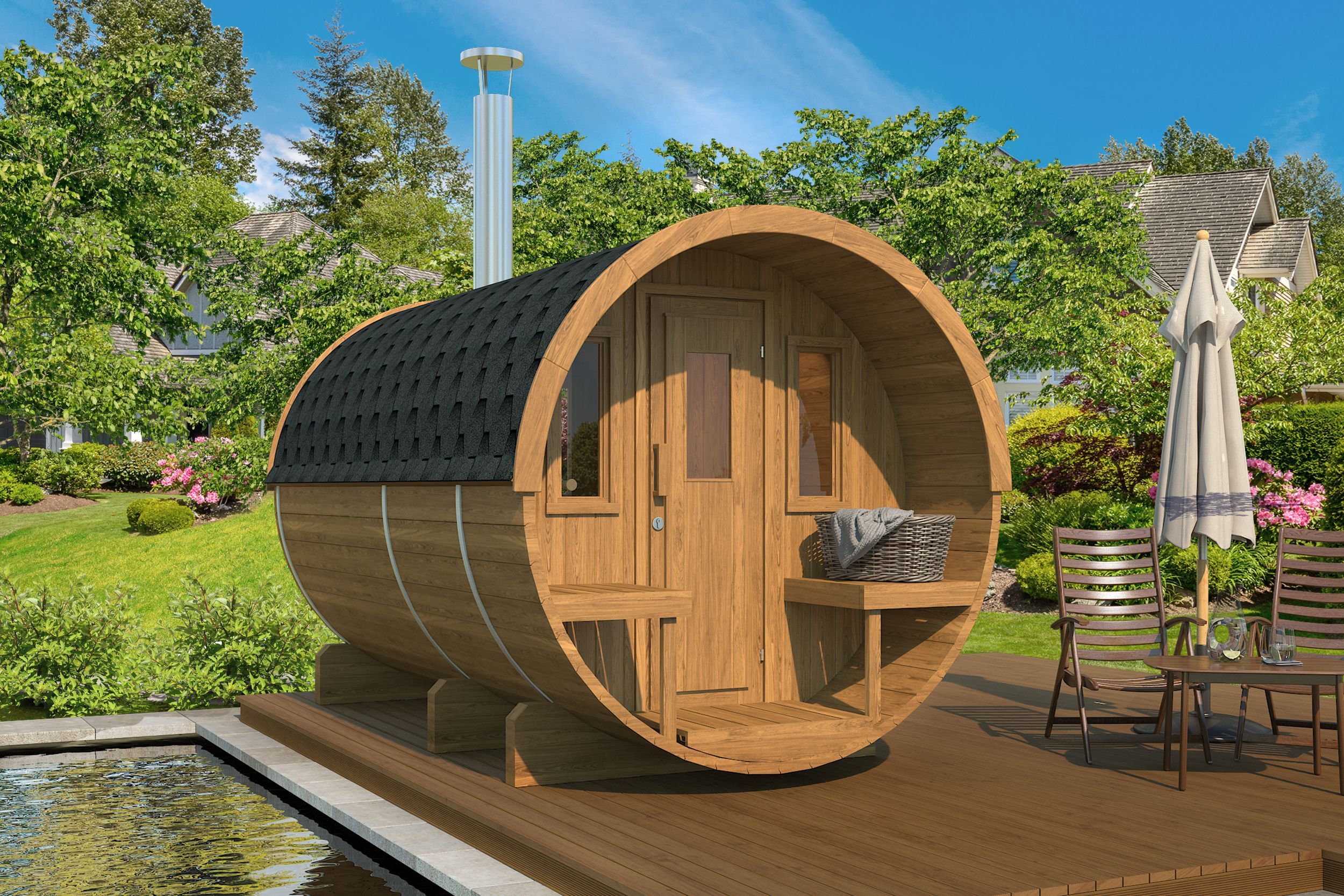 Foto van Interflex barrelsauna 4.0 - thermowood