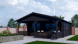 Interflex Blockhütte mit Terrasse 5x5+2 - gestrichen Foto von