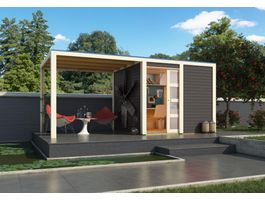 Karibu 79848 Qubic 1 Gartenhaus mit Anbaudach - Terragrau Foto von Karibu 79848 Qubic 1 Gartenhaus mit Anbaudach - Terragrau
