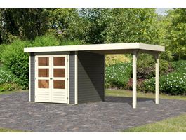 Foto von Karibu 82904 Askola 2 Gartenhaus mit Anbaudach - Terragrau