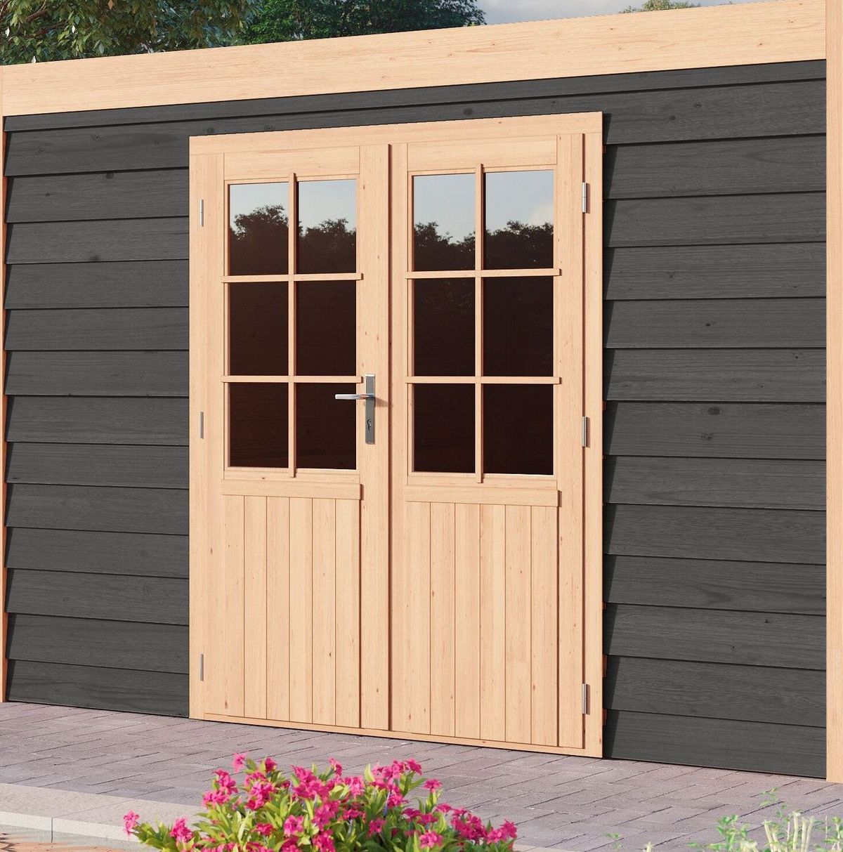 WoodAcademy Dubbele deur met glas ipv houten deur
