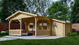 Interflex Blockhütte 4x3+3 Z - gestrichen Foto von Interflex Blockhütte 4x3+3 Z - gestrichen