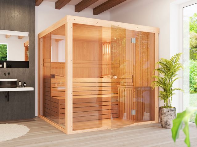 Foto van Azalp Prisma elementsauna 203x186 cm, elzen