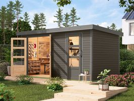 Foto van Karibu 12493 Merkur tuinhuis - terragrijs|grijsaluminium