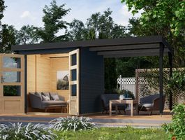 Foto van Karibu 93431 Jupiter 2 tuinhuis met overkapping - antraciet|antraciet