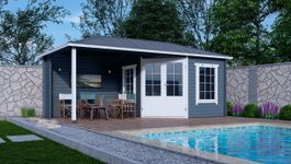 Interflex blokhut met overkapping 3055 Z Plus - geverfd Foto van Interflex blokhut met overkapping 3055 Z Plus - geverfd