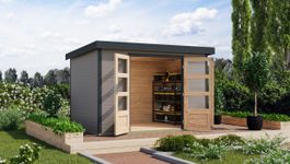 Foto van Karibu 12324 Jupiter 4 tuinhuis - watergrijs|antraciet