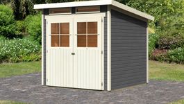 Karibu 68214 Glücksburg 3 tuinhuis - terragrijs Foto van Karibu 68214 Glücksburg 3 tuinhuis - terragrijs