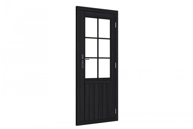 Woodacademy enkele deur half glas - zwart - rechtsdraaiend