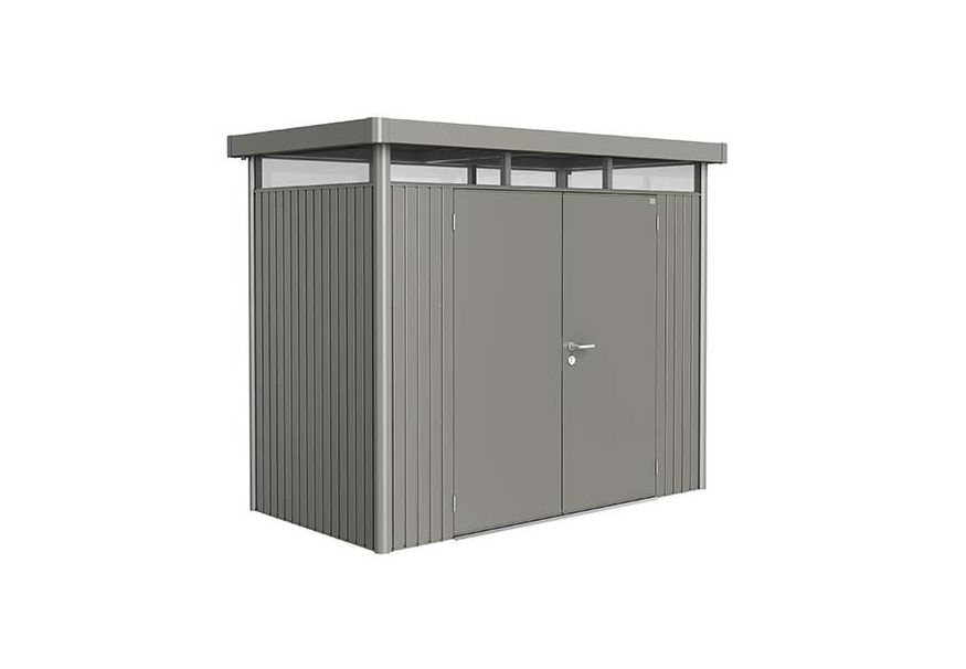 Biohort HighLine H1 Metalen Berging Kwartsgrijs Metallic Dubbele deur Foto van Biohort HighLine H1 Metalen Berging Kwartsgrijs Metallic Dubbele deur