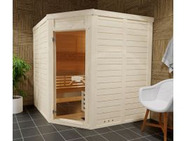 Azalp Massieve hoeksauna Genio Foto van Azalp Massieve hoeksauna Genio