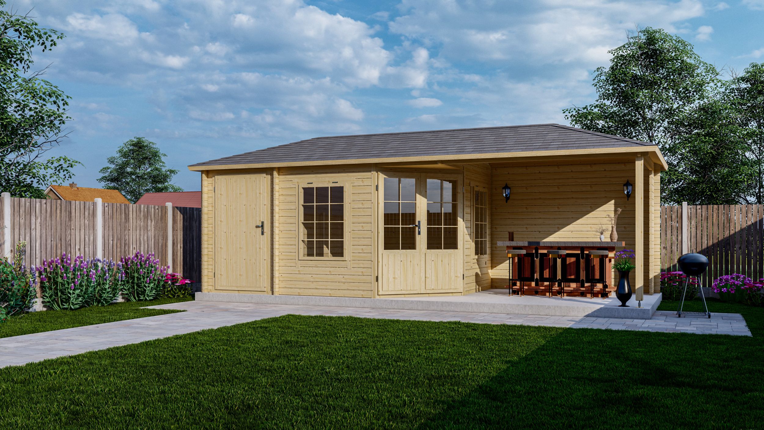 Foto van Interflex blokhut met overkapping 4355 Z Plus