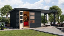 Foto van Karibu 12414 Jupiter 5 tuinhuis met overkapping - antraciet|antraciet