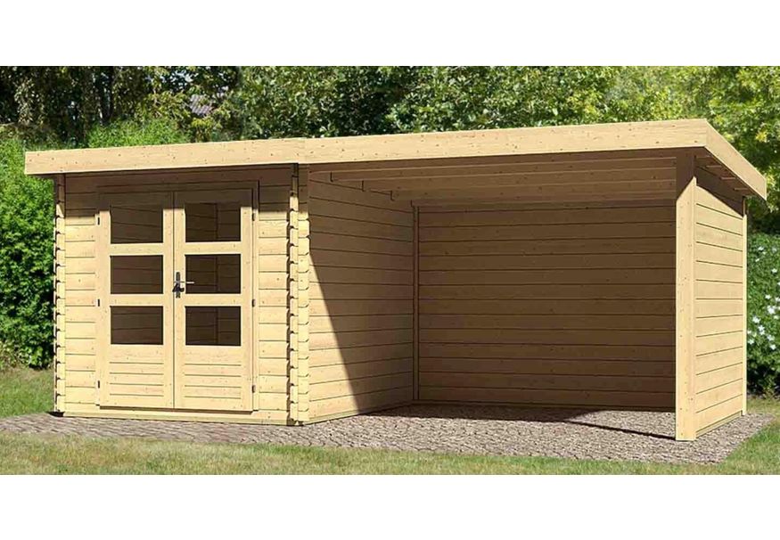 Karibu Bastrup 4 Gartenhaus mit Anbaudach 300 cm - Seite und Rückwand (73327) Foto von Karibu Bastrup 4 Gartenhaus mit Anbaudach 300 cm - Seite und Rückwand (73327)