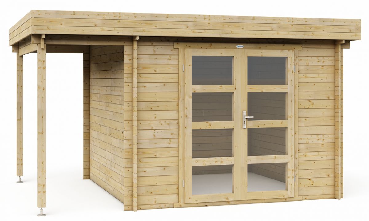 Interflex blokhut met overkapping 331 M - geïmpregneerd