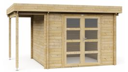 Interflex Blockhütte mit terrasse 331 M - Imprägniert Foto von Interflex Blockhütte mit terrasse 331 M - Imprägniert