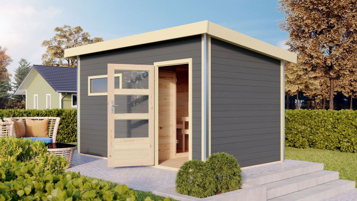 Karibu 86309 Skrollan 3 buitensauna - terragrijs