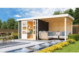 Karibu 9150 Askola 3.5 Gartenhaus mit Anbaudach - Terragrau Foto von Karibu 9150 Askola 3.5 Gartenhaus mit Anbaudach - Terragrau