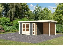 Foto van Karibu 9196 Kerko 5 tuinhuis met overkapping - terragrijs