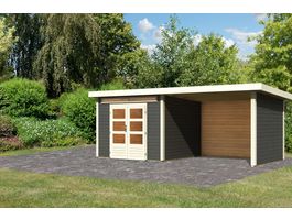 Foto von Karibu 9242 Kandern 6 Gartenhaus mit Anbaudach - Terragrau