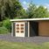 Karibu Kandern 6 Gartenhaus mit Anbaudach 320 cm - Seite und Rückwand - terragrau (9242)