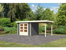 Foto von Karibu 9144 Askola 3.5 Gartenhaus mit Anbaudach - Terragrau