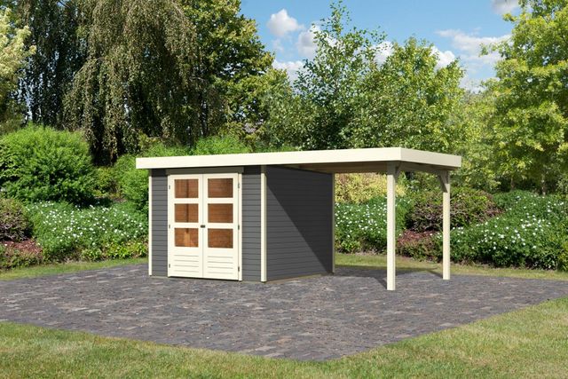Karibu 9144 Askola 3.5 tuinhuis met overkapping - terragrijs