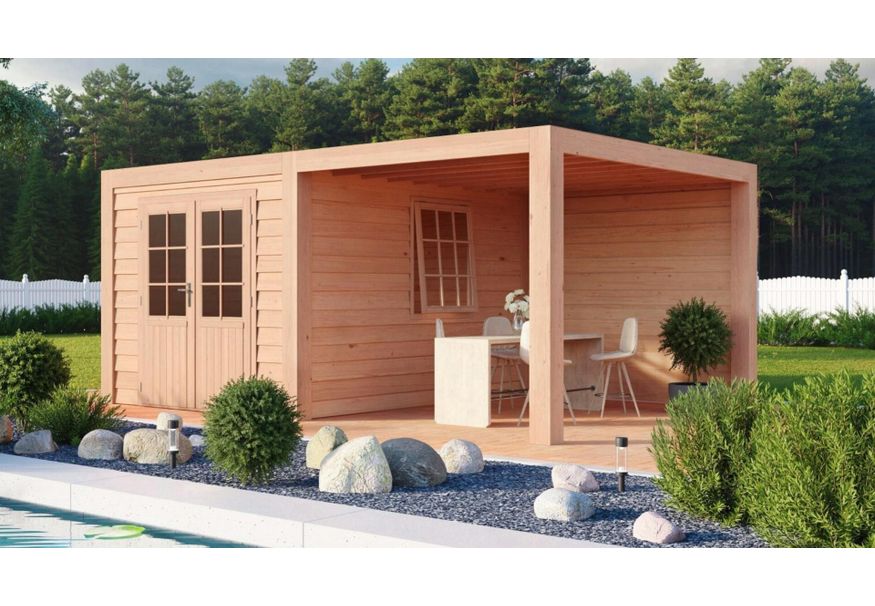 WoodAcademy Gartenhaus mit Überdachung Sapphire Excellent 780x400 cm Foto von WoodAcademy Gartenhaus mit Überdachung Sapphire Excellent 780x400 cm