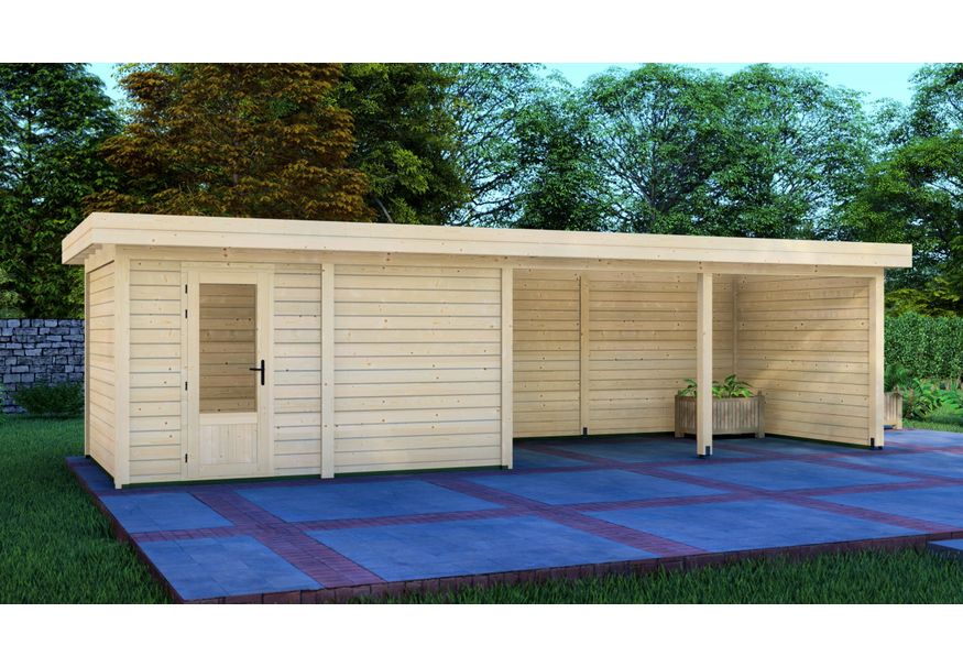 Graed tuinhuis met overkapping Hamburg 900x300 cm Foto van Graed tuinhuis met overkapping Hamburg 900x300 cm