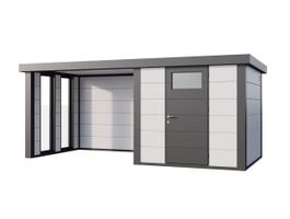 Telluria Classico 2424 metalen tuinhuis met lounge small links Foto van Telluria Classico 2424 metalen tuinhuis met lounge small links