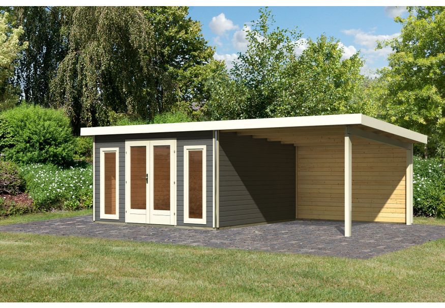 Karibu Radeburg 3 Gartenhaus mit Anbaudach 330 cm - Rückwand - Terragrau (31489) Foto von Karibu Radeburg 3 Gartenhaus mit Anbaudach 330 cm - Rückwand - Terragrau (31489)