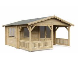 Interflex Blockhütte 4x3+2 - Imprägniert Foto von Interflex Blockhütte 4x3+2 - Imprägniert