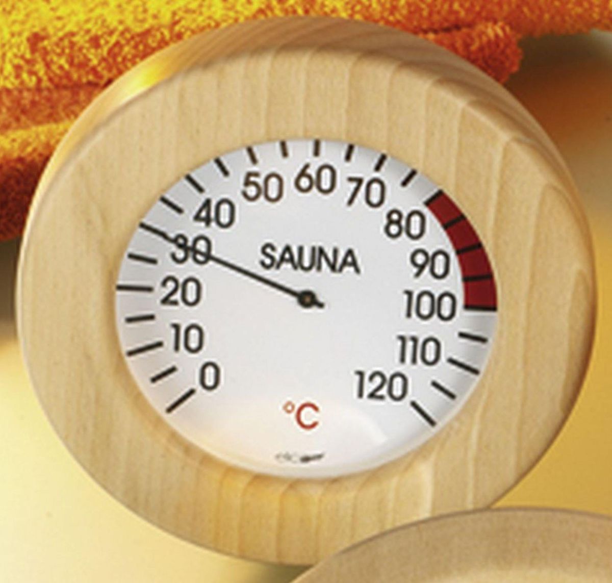Hot Orange Thermomiter - Holz