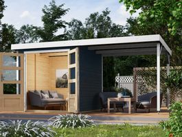 Foto van Karibu 93429 Jupiter 2 tuinhuis met overkapping - antraciet|wit