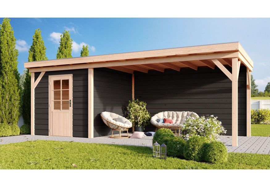 WoodAcademy Gartenhaus mit Terrasse Baron nero 700x300 cm Foto von WoodAcademy Gartenhaus mit Terrasse Baron nero 700x300 cm