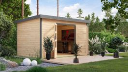 Karibu 12440 Pluto 7 tuinhuis - vuren|grijsaluminium Foto van