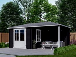 Interflex Blockhütte mit terrasse 3030 Z - gestrichen Foto von Interflex Blockhütte mit terrasse 3030 Z - gestrichen