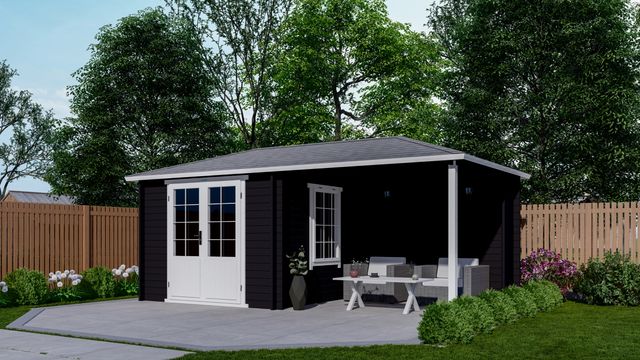 Interflex Blockhütte mit terrasse 3030 Z - gestrichen