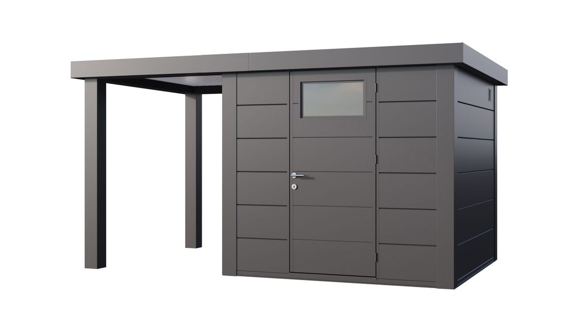 Telluria Classico 2424 metalen tuinhuis met overkapping links